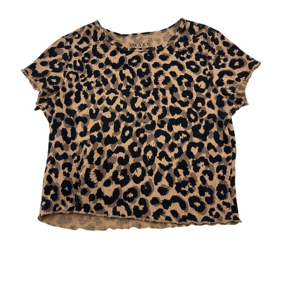 Awake Leopard Print Short Sleeve Top Large thermal - Picture 1 of 4